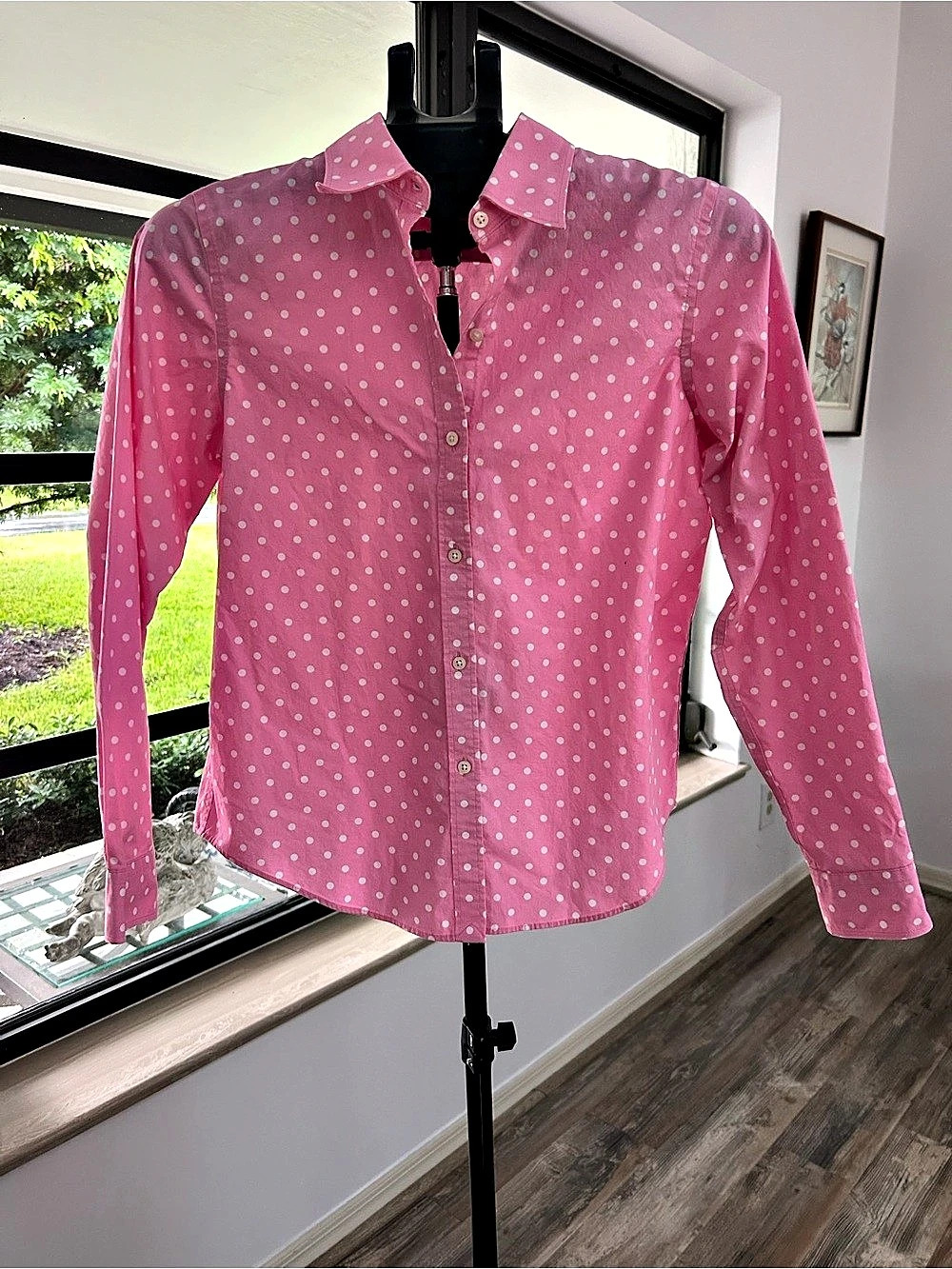 Lauren Ralph Lauren Polka Dot Button Down in Pink Size Medium